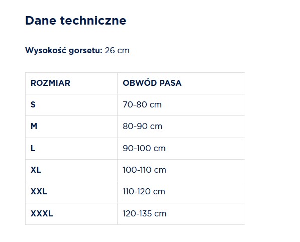 Gorset stabilizująco-unieruchamiający z pasami dociągowymi L - model TGO-R SLK 702